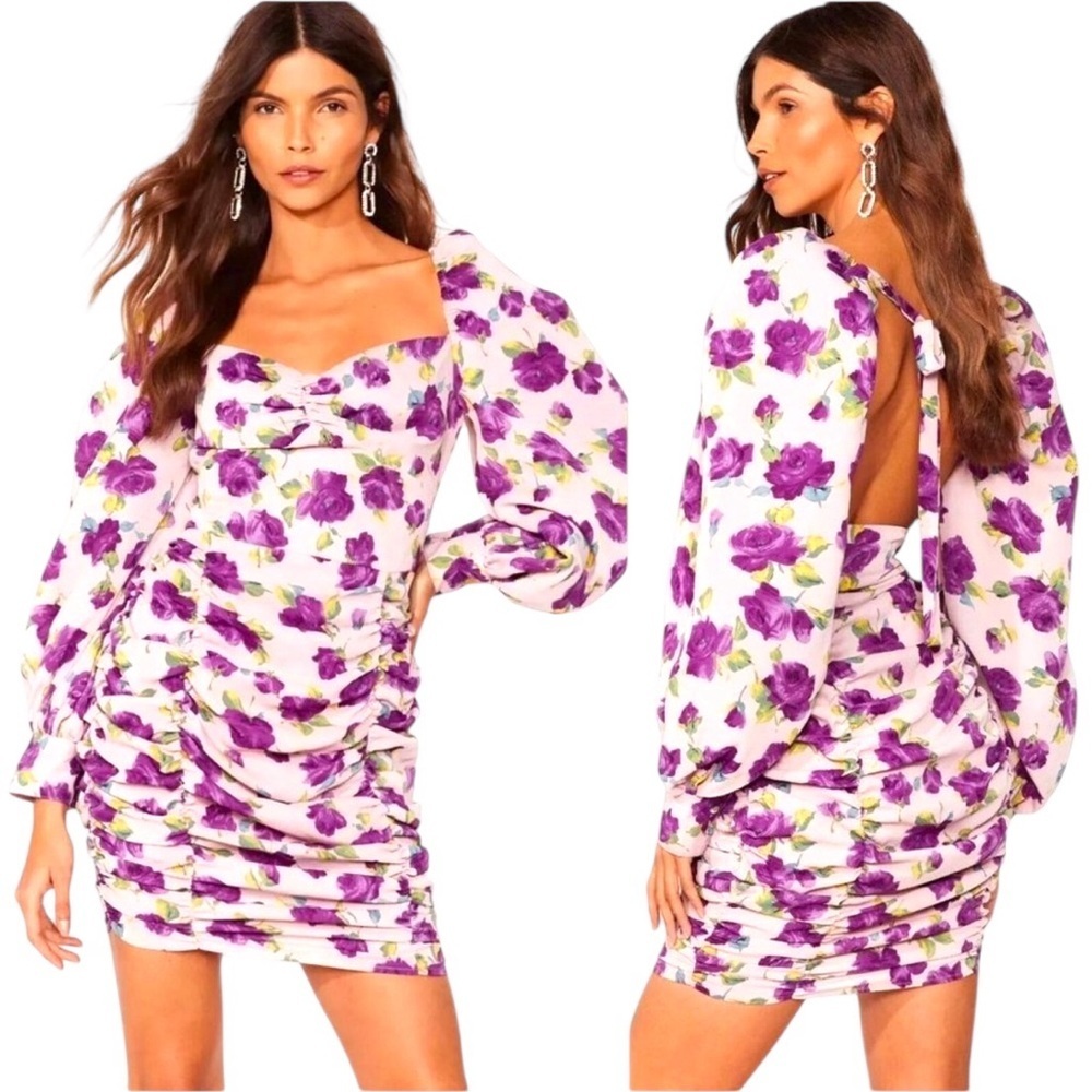 Nasty Gal Purple Pink Square Neck Bodycon Dress